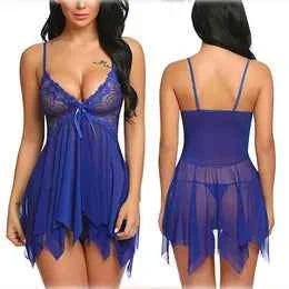 Women's Sexy Lace Babydoll Lingerie Nightwear – Free Size, Adjustable Straps, Matching Panty – Ideal for Romantic Nights, Honeymoons & Gifts