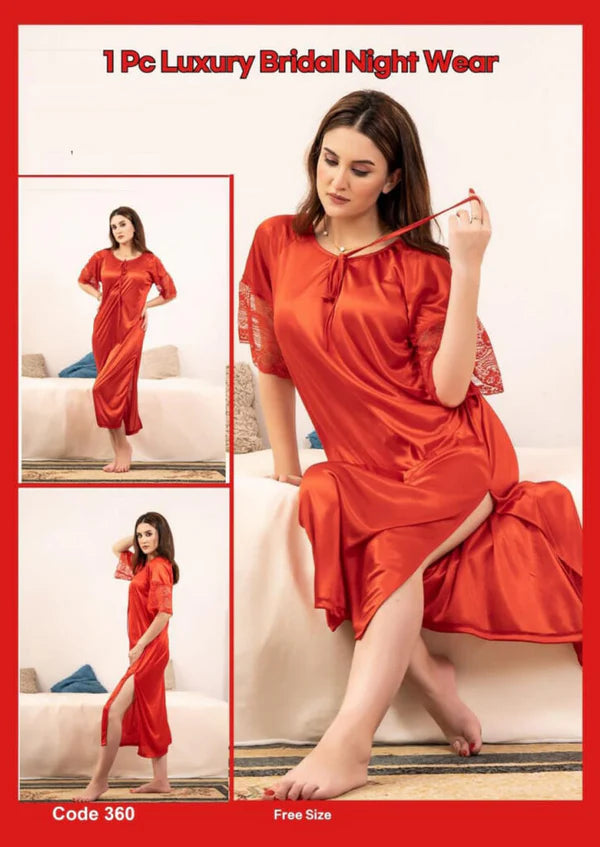 1Pcs Luxury Bridal Nightwear | Long Nighty 1Pcs | Code-360