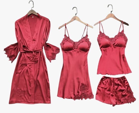 4Pc Silk Night Wear