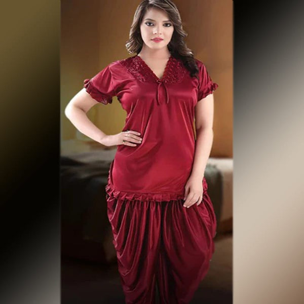 New Patiyala Style 2Pcs Silk Comfortable Night Suit